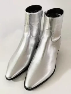 Bottines Chelsea argentées à bout pointu pour homme bottines de mariage de bal