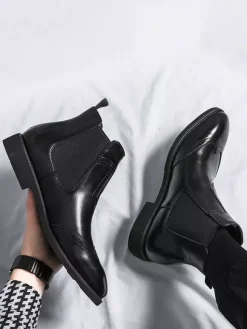 Bottines Chelsea à bout pointu et talon bas pour homme