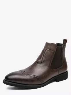 Bottines Chelsea à bout pointu et talon bas pour homme