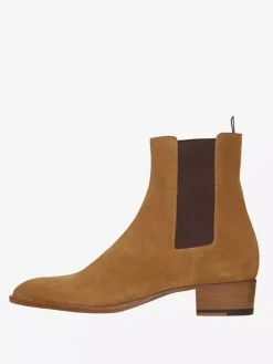 Bottines Chelsea en daim bottines à bout pointu et talon épais pour hommes