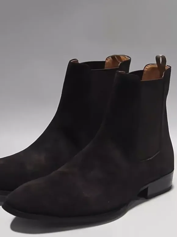 Bottines Chelsea en daim bottines à bout pointu et talon épais pour hommes