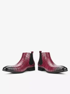 Bottines Chelsea marron pour homme bout rond motif pierre