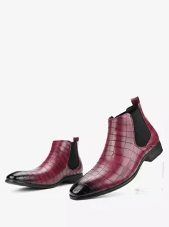 Bottines Chelsea marron pour homme bout rond motif pierre