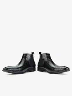 Bottines Chelsea marron pour homme bout rond motif pierre