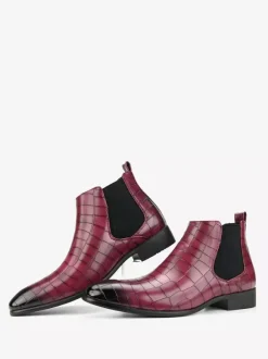 Bottines Chelsea marron pour homme bout rond motif pierre