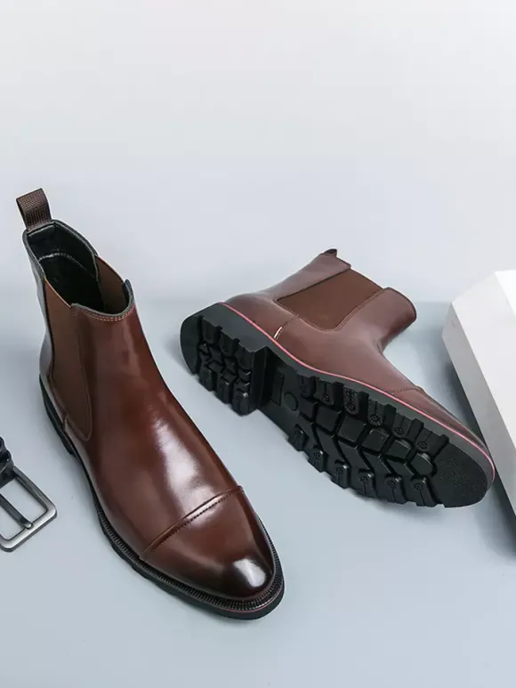 Bottines Chelsea montantes à bout pointu pour homme antidérapantes semelle épaisse courtes
