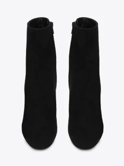 Bottines Chelsea noires femmes à bout pointu et à talons épais chaussures