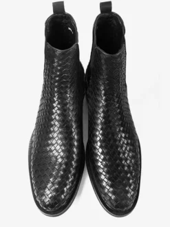 Bottines Chelsea noires pour homme bout rond à enfiler.
