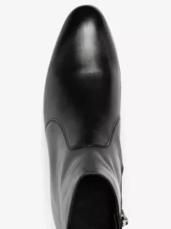 Bottines Chelsea pour homme en cuir de vachette noir bout pointu talon épais