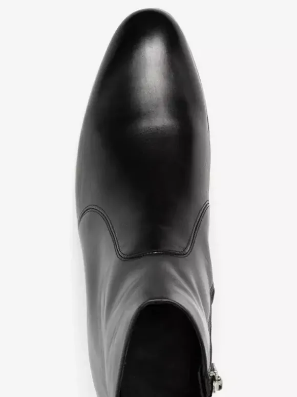 Bottines Chelsea pour homme en cuir de vachette noir bout pointu talon épais