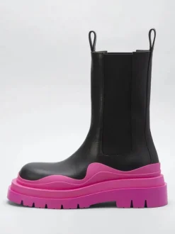 Bottines Chelsea pour hommes bottines à enfiler à bout rond et à finitions en caoutchouc pneus verts