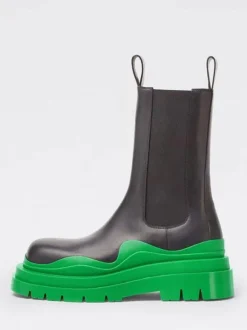 Bottines Chelsea pour hommes bottines à enfiler à bout rond et à finitions en caoutchouc pneus verts