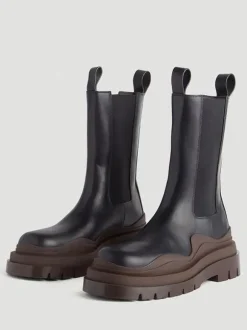 Bottines Chelsea pour hommes bottines à enfiler à bout rond et à finitions en caoutchouc pneus verts