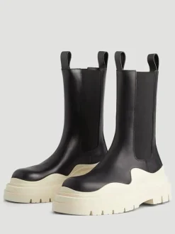 Bottines Chelsea pour hommes bottines à enfiler à bout rond et à finitions en caoutchouc pneus verts