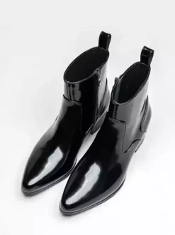 Bottines Chelsea pour hommes en cuir de vachette chic bottines courtes noires