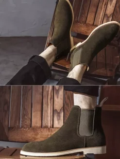 Bottines Chelsea pour homme à talon bas en cuir suédé et bout pointu disponibles en 5 couleurs