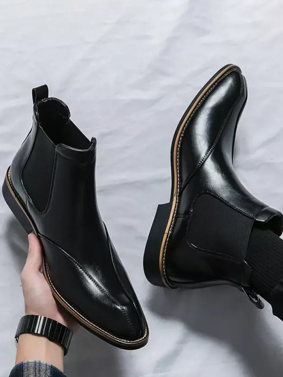 Bottines Chelsea rétro montantes en cuir pour homme chaussures décontractées