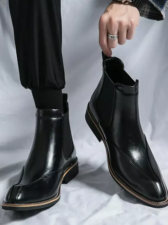 Bottines Chelsea rétro montantes en cuir pour homme chaussures décontractées