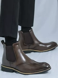 Bottines Chelsea rétro montantes en cuir pour homme chaussures décontractées