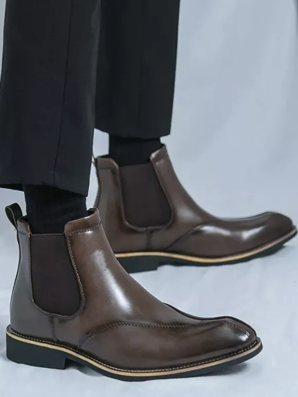 Bottines Chelsea rétro montantes en cuir pour homme chaussures décontractées