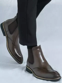 Bottines Chelsea rétro montantes en cuir pour homme chaussures décontractées