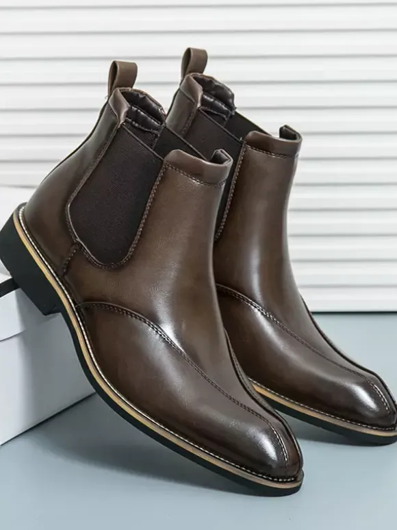 Bottines Chelsea rétro montantes en cuir pour homme chaussures décontractées