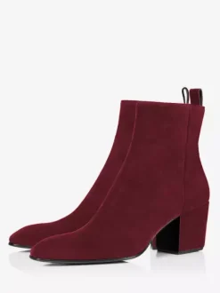 Bottines Chelsea à talons blocs pour hommes bottines noires en daim avec fermeture éclair pour robe de bal de promo