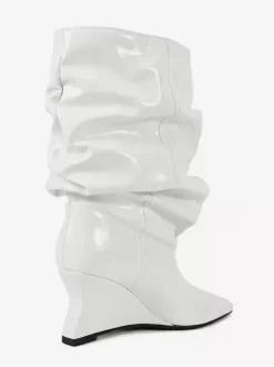 Bottines compensées noires pour femmes bout pointu motif pierre style slouchy
