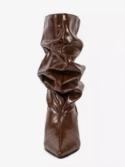 Bottines compensées noires pour femmes bout pointu motif pierre style slouchy