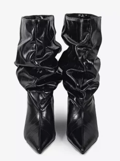 Bottines compensées noires pour femmes bout pointu motif pierre style slouchy