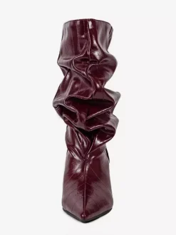 Bottines compensées noires pour femmes bout pointu motif pierre style slouchy