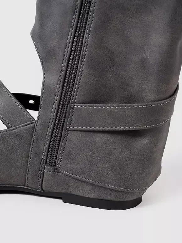 Bottines de ballet plates à bout rond et boucle pour femme