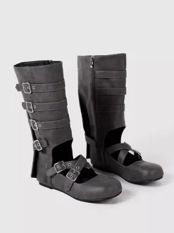 Bottines de ballet plates à bout rond et boucle pour femme