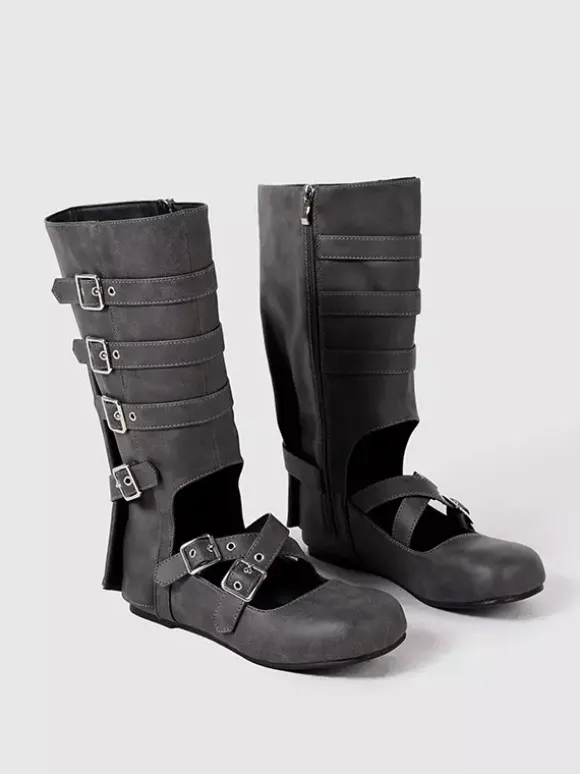 Bottines de ballet plates à bout rond et boucle pour femme