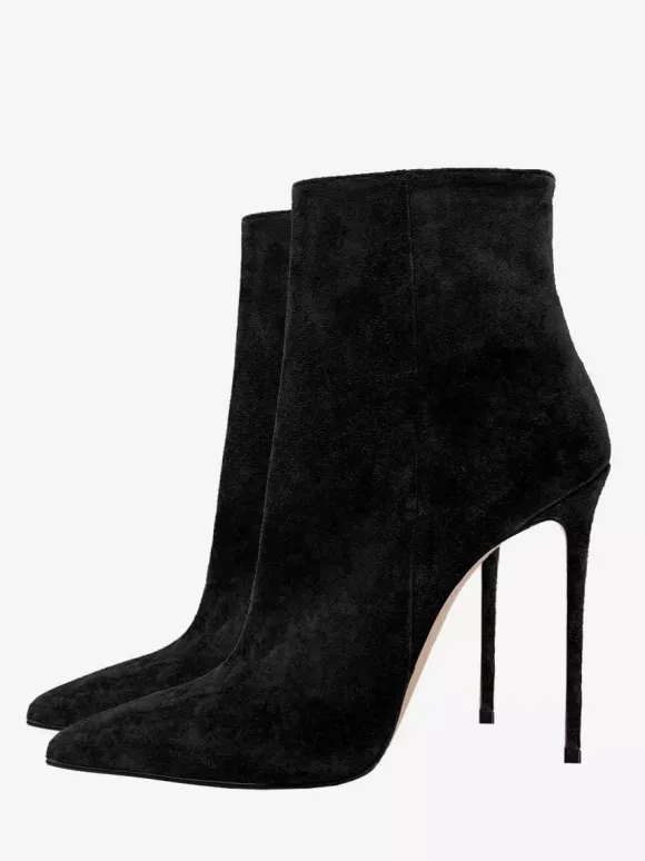 Bottines en daim à bout pointu et talon aiguille pour femmes