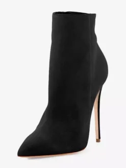 Bottines en daim marron à talons hauts et bout pointu pour femmes