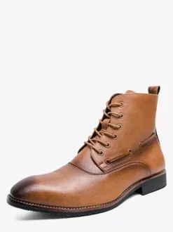 Bottines habillées pour hommes chaussures Oxford en cuir à bout pointu et talon bas chaussures formelles et décontractées