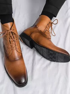Bottines habillées pour hommes chaussures Oxford en cuir à bout pointu et talon bas chaussures formelles et décontractées