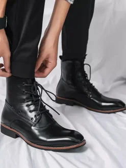 Bottines habillées pour hommes chaussures Oxford en cuir à bout pointu et talon bas chaussures formelles et décontractées