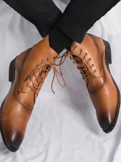 Bottines habillées pour hommes chaussures Oxford en cuir à bout pointu et talon bas chaussures formelles et décontractées