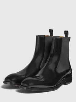 Bottines Homme avec Bout Rond en Cuir Synthétique Unicolore