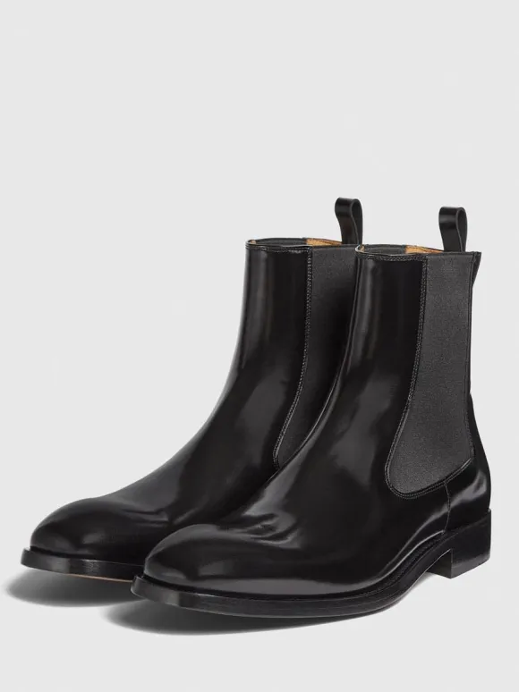 Bottines Homme avec Bout Rond en Cuir Synthétique Unicolore