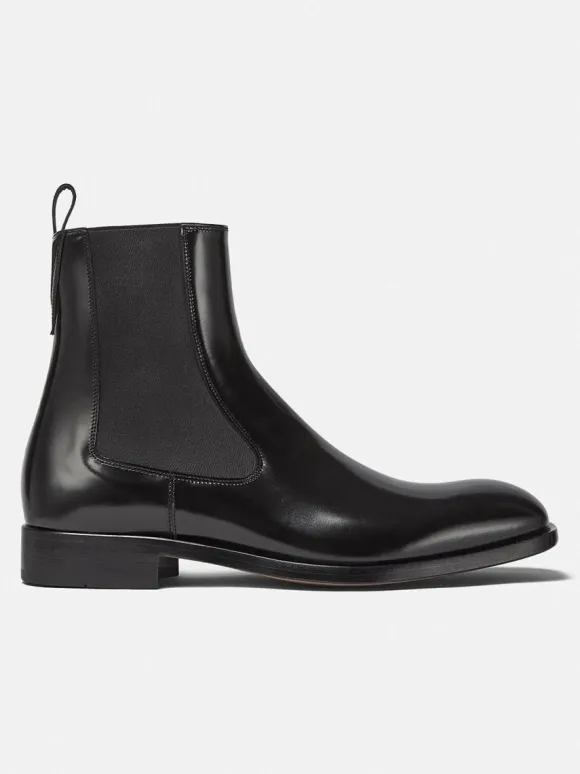 Bottines Homme avec Bout Rond en Cuir Synthétique Unicolore