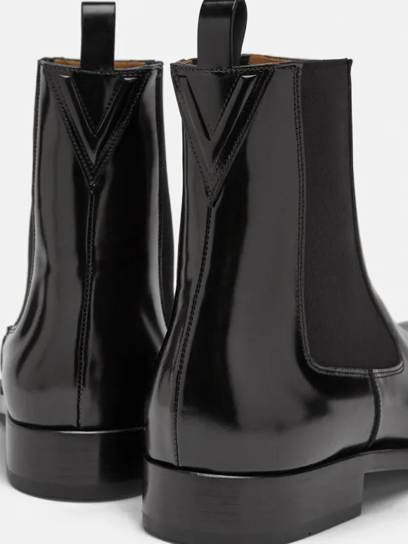 Bottines Homme avec Bout Rond en Cuir Synthétique Unicolore