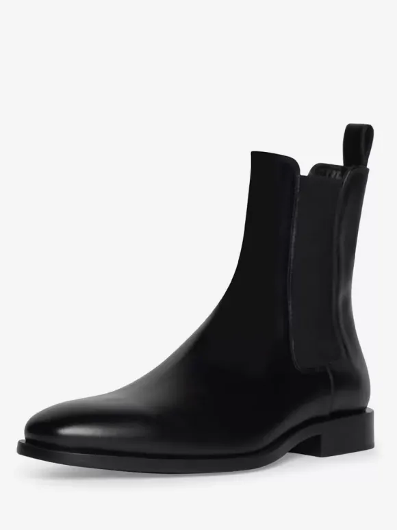Bottines Homme avec Bout Rond en Cuir Synthétique Unicolore