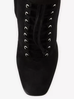 Bottines à lacets pour femmes bottines noires à bout rond avec boucle et talon épais