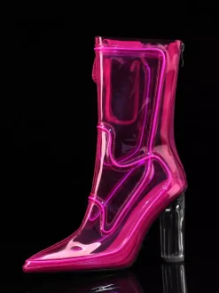 Bottines lumineuses sexy à bout pointu et talon épais sans batterie
