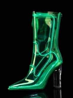 Bottines lumineuses sexy à bout pointu et talon épais sans batterie