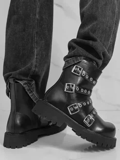 Bottines noires à boucle pour hommes