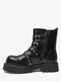Bottines noires à boucle pour hommes